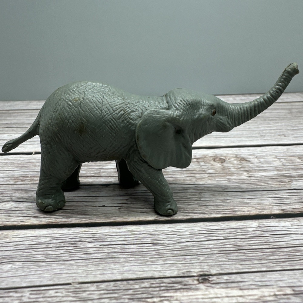 Vintage AAA Grey Plastic Elephant Animal Figure Toy